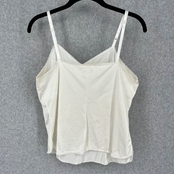 Vanity Fair VTG Slip Cami Top Size L Ivory White Lace Trim Dainty Made in USA - Picture 2 of 12